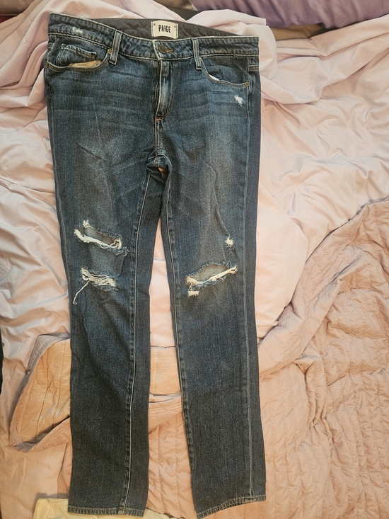 PAIGE Denim - PAIGE Women's Dark Blue Distressed Skinny Jeans